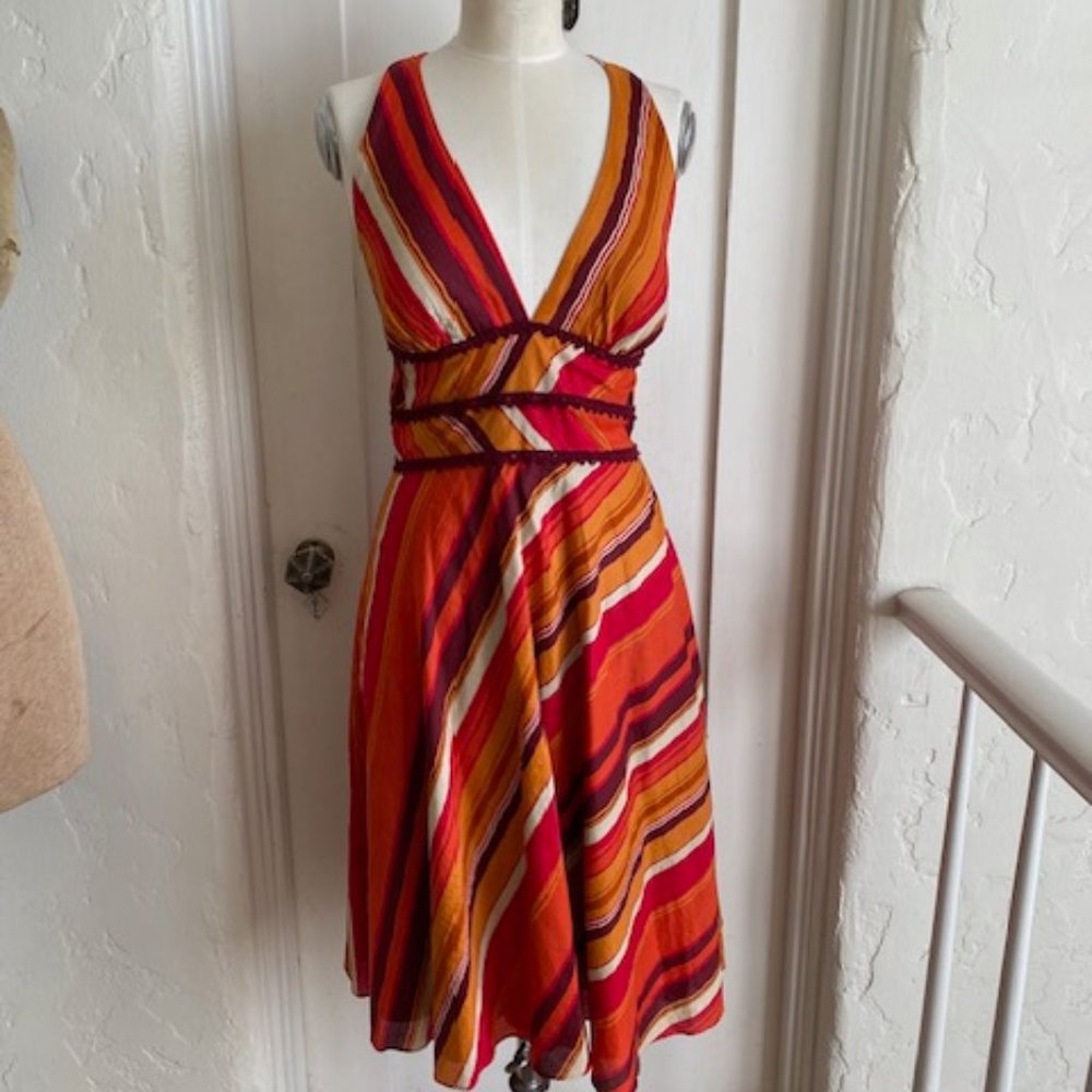 Heart Moon Star Stripe Halter Sun Dress Size Medium